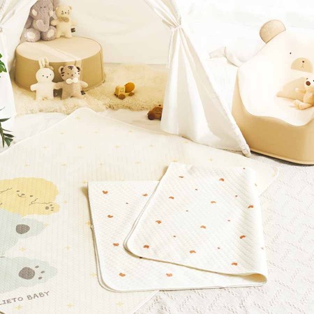Lieto ผ้ารองฉี่เด็ก ผ้ารองที่นอนเด็กแบบกันลื่น Organic bamboo 100% ลาย หมี(Little bear)