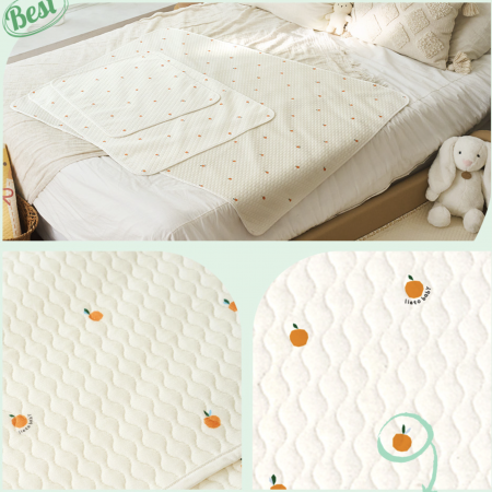 Lieto ผ้ารองฉี่เด็ก ผ้ารองที่นอนเด็กแบบกันลื่น Organic bamboo 100% ลาย ส้ม(Orange)