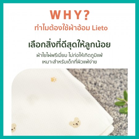 Lieto Diapers ผ้าอ้อมใยไผ่ ไร้สารเรืองเเสง 5 ผืน