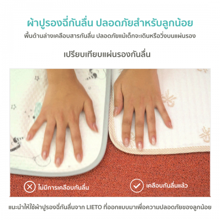 New Lieto ผ้ารองฉี่เด็ก ผ้ารองที่นอนเด็กกันลื่น Organic Cotton 100% ลาย เมอร์รี่ (Merry)