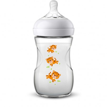 Philips Avent SCF627/40 ฟิลิปส์เอเวนท์ ขวดนมพร้อมจุกนมซิลิโคน รุ่นเนเชอร์รัล (ไทเกอร์) ขนาด 9 ออนซ์ จำนวน 1 ขวด